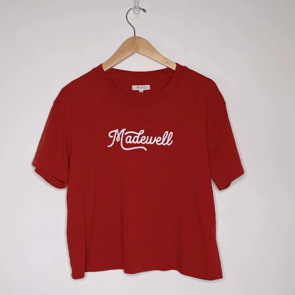 Embroidered Madewell Easy Crop Tee in Cinnamon - Picture 3 of 5